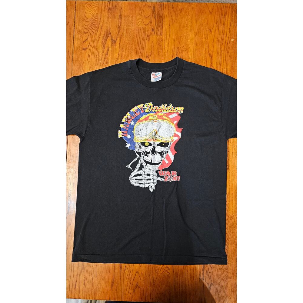 Vintage Harley Davidson Skull war zone Saudi Arabia Single Stitch size large